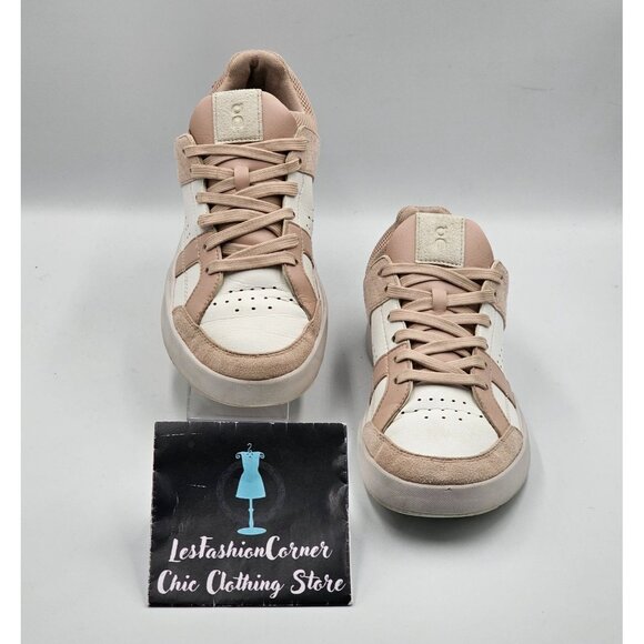 On Women's Mauve White Suede Leather On The Roger Clubhouse Sneakers Sz 7.5 2959 - Picture 2 of 16